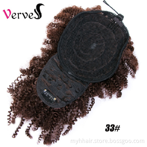 Afro Kinky Curly Synthetic Ponytail with Bangs Ponytail Hair Drawstring Short Afro colorful Pony Tail Clip in Hair braids